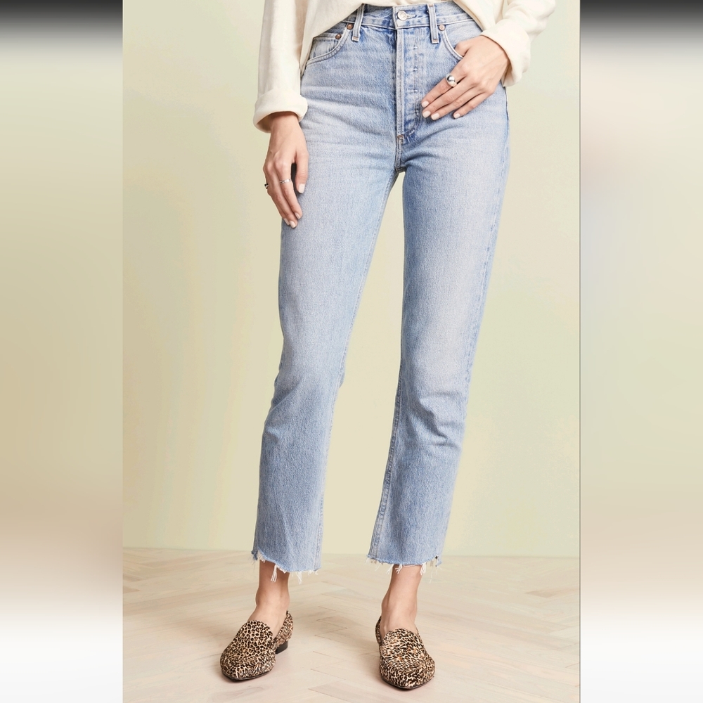 AGOLDE Riley High Rise Straight Crop Jeans Zephyr Wash Size 27